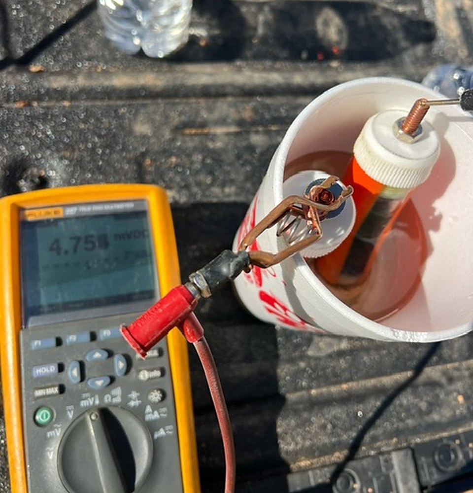 Multimeter reading taken while checking reference cells